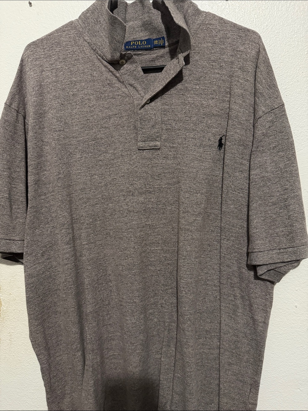 Polo by Ralph Lauren Men's Heather Gray Polo Shirt with Embroidered Pony